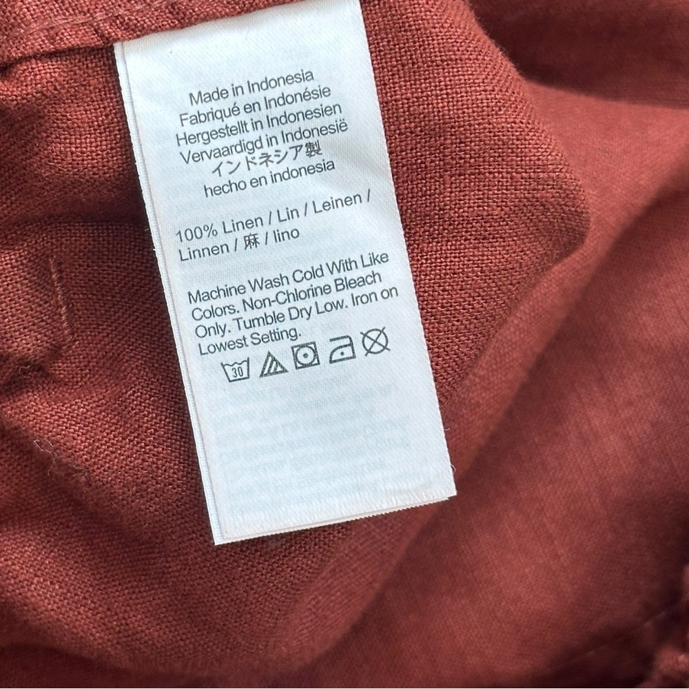 Madewell 100% Linen Pull-On Drawstring Shorts in Henna Red NU669 Women’s XS - Picture 5 of 6